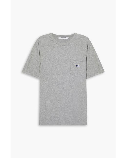Maison Kitsuné Gray Appliquéd Cotton-jersey T-shirt for men