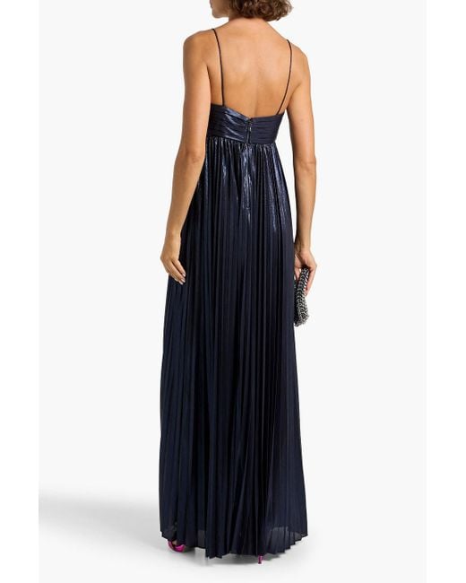 retrofte Zinnia Pleated Lam Maxi Dress in Blue | Lyst retrofte Zinnia Pleated Lam Maxi Dress in Blue | Lyst