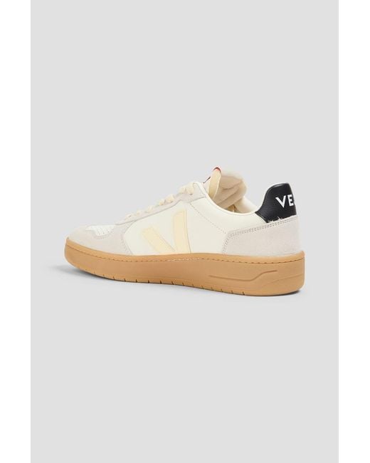 Veja White V-82 Suede And Leather Sneakers for men