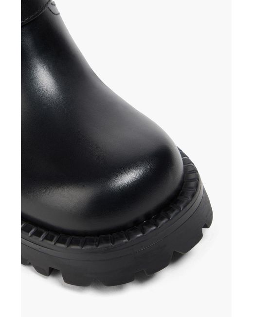 Versace Black Buckled Leather Combat Boots