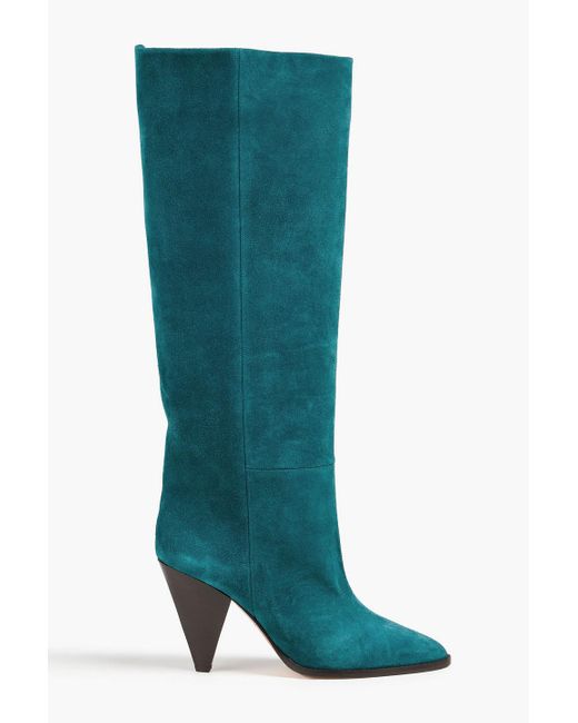 Isabel Marant Green Ririo Suede Knee Boots