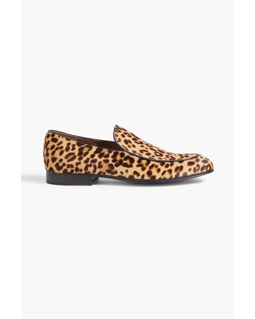 irving leopard print calf hair and leather stripe sneaker