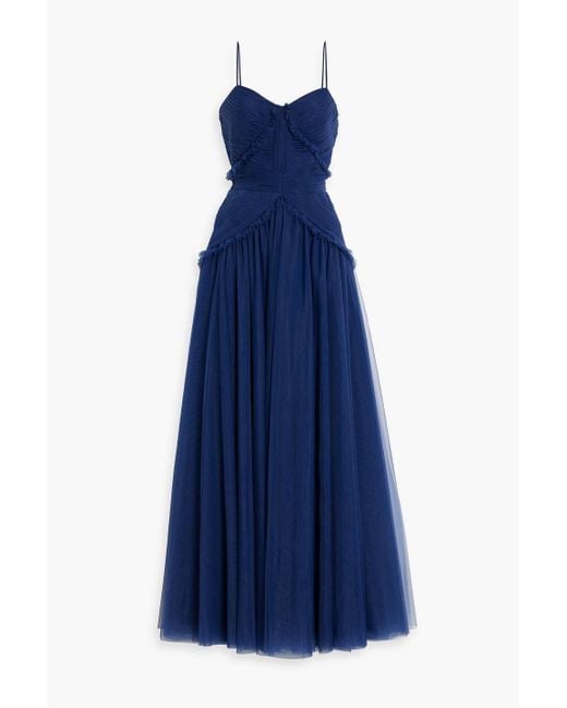 Zac Posen Blue Pleated Tulle Gown