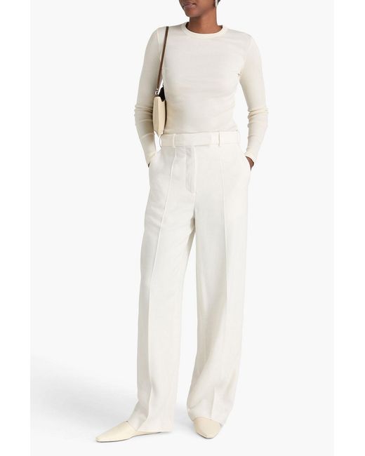 Rohe White Slub Woven Wide-Leg Pants
