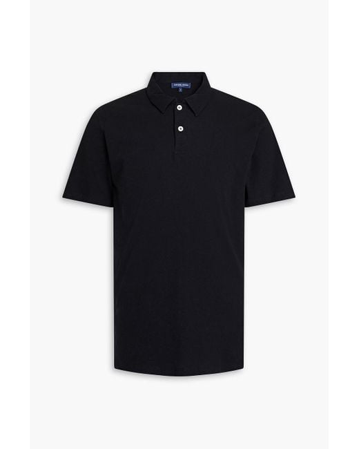 Frescobol Carioca Black Constantino Cotton And Linen-blend Jersey Polo Shirt for men