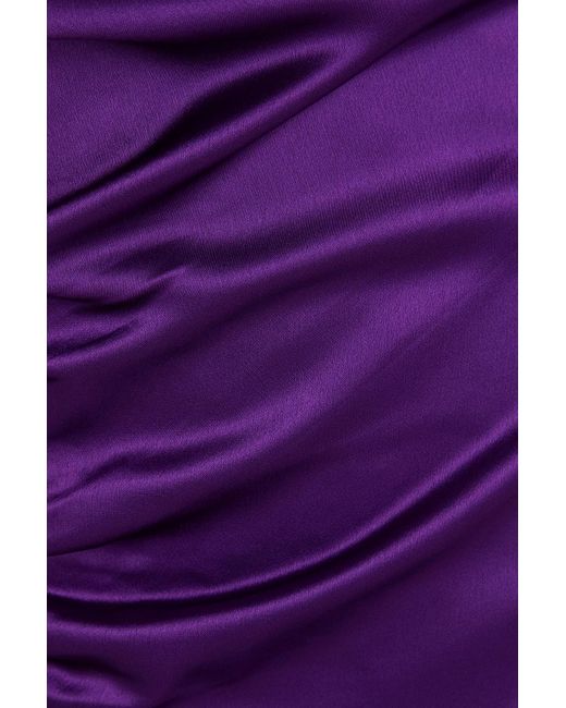 retroféte Purple Asymmetrisches kleid aus satin mit raffungen