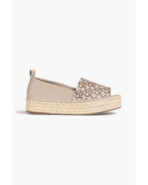 DKNY Brown Magan Logo-print Canvas And Suede Espadrilles