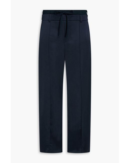Vince Blue Crepe-Satin Wide-Leg Pants