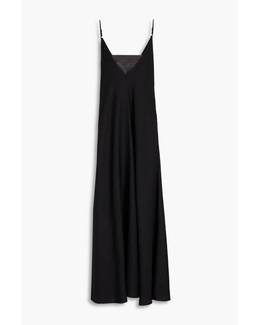 Brunello Cucinelli Black Bead-embellished Layered Twill Maxi Dress