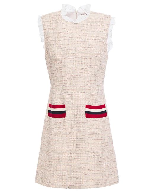 Sandro Natural Morgan Ruffle-trimmed Tweed Mini Dress