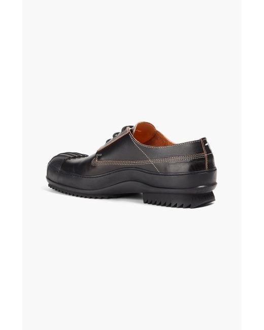 Maison Margiela Black Rubber-trimmed Leather Derby Shoes for men