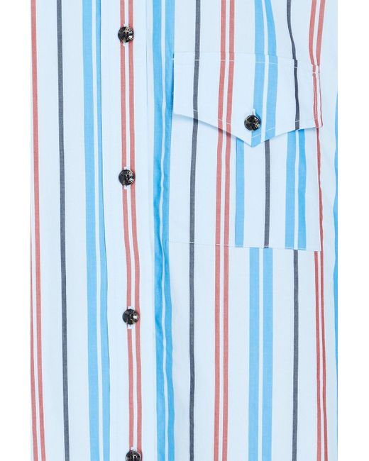 Ganni Blue Striped Cotton-poplin Shirt