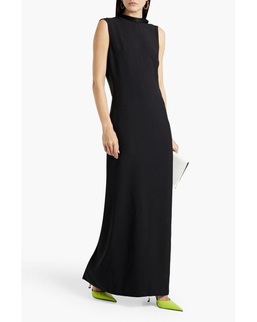 Versace Black Open-back Draped Crepe Gown