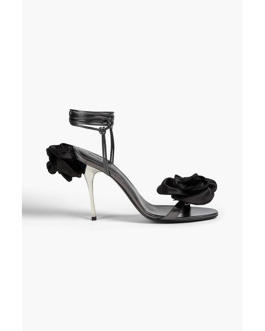Magda Butrym Black Floral-appliquéd Leather Sandals