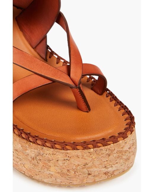 Zimmermann Orange Leather Platform Sandals