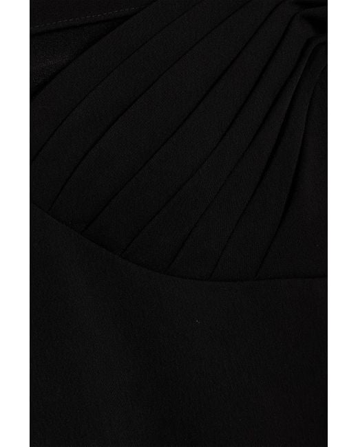 Badgley Mischka Black Off-The-Shoulder Cutout Crepe Gown