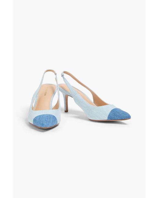 Veronica Beard Blue Liliana 70 Two-tone Denim Slingback Pumps