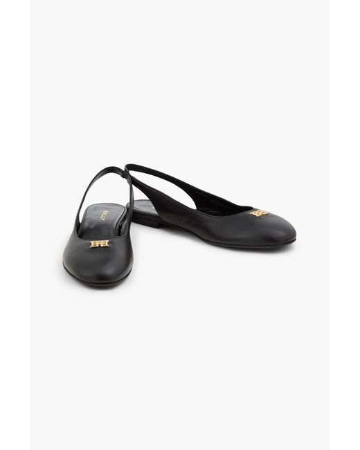 Bally Black Embellished Leather Slingback Flats
