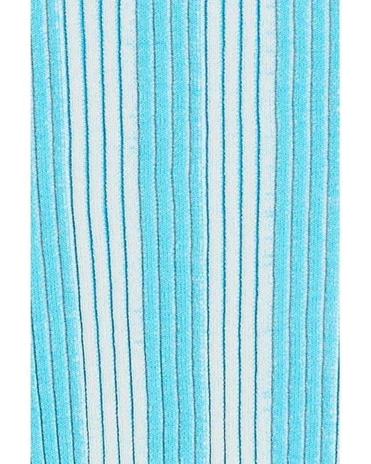 Jacquemus Blue Gelato Striped Ribbed Cotton-blend Midi Skirt