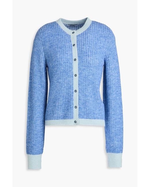 Re/done Blue Emmylou Two-tone Wool-blend Cardigan