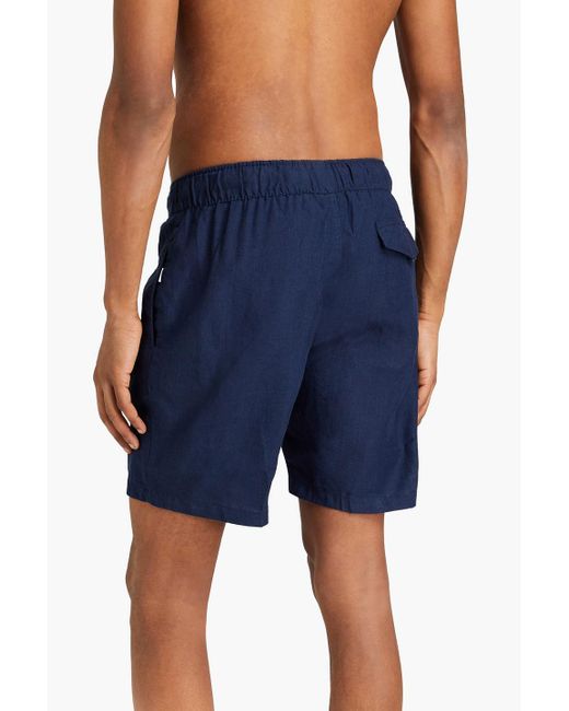 Onia Blue Mid-length Linen-blend Swim Shorts for men