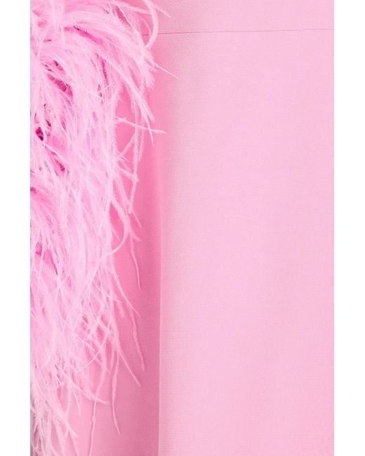 Huishan Zhang Pink Feather-trimmed Crepe Dress