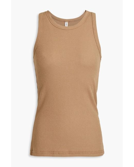 Samsøe & Samsøe Brown Alexo Ribbed Organic Stretch-Cotton Jersey Tank