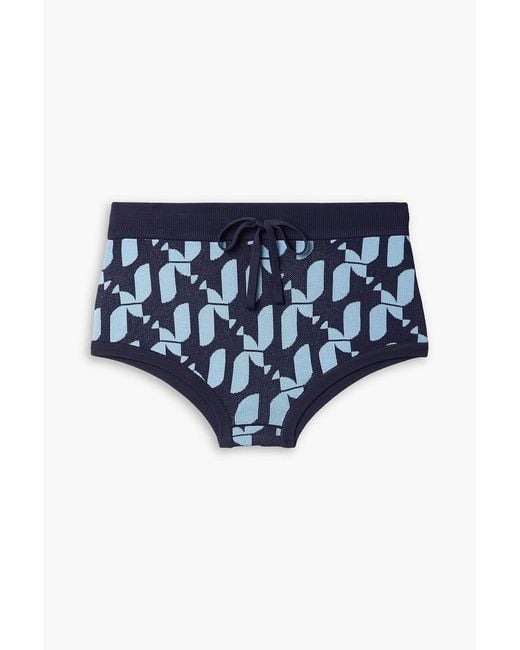 Dodo Bar Or Blue Jacquard-knit High-rise Briefs