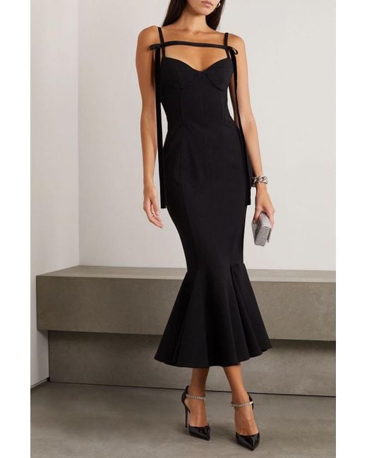 The Attico Black Beath Open-back Embellished Stretch-ponte Midi Dress