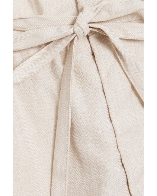 Frescobol Carioca White Oscar Herringbone Linen And Cotton-blend Drawstring Pants for men