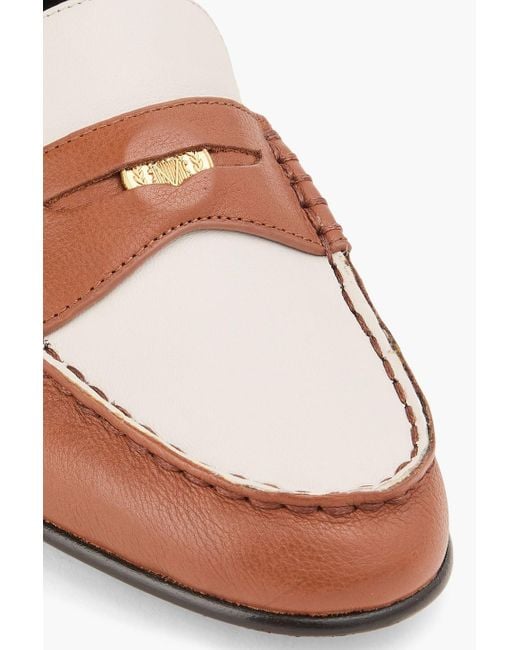 Veronica Beard White Lily Two-tone Leather Penny Loafers