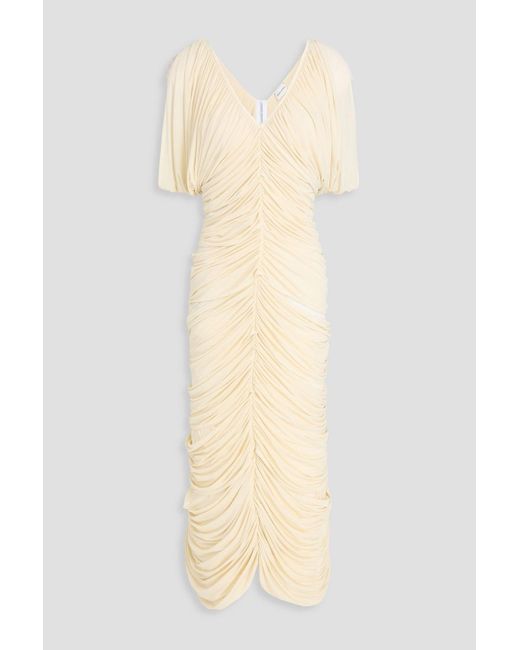 Magda Butrym White Ruched Stretch-jersey Midi Dress