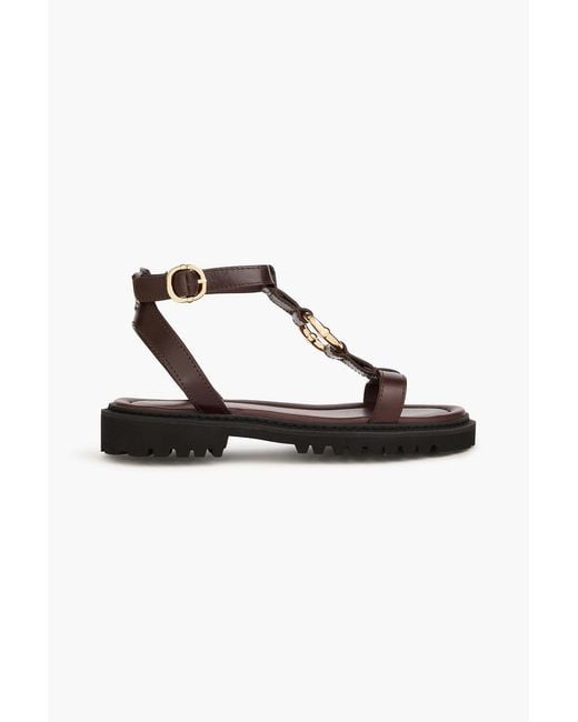 Claudie Pierlot Brown Embellished Leather Sandals
