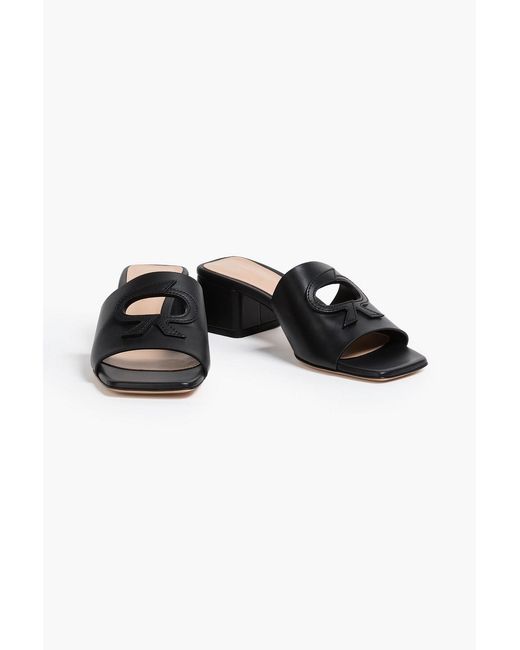 Gianvito Rossi Black Ribbon Leather Mules