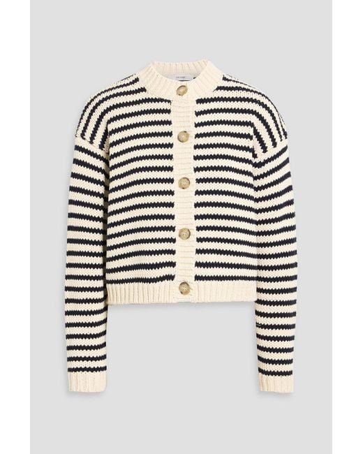 FRAME White Striped Cotton Cardigan