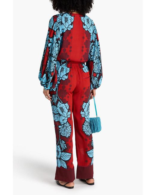 Borgo De Nor Red Havana Printed Crepe Straight-leg Pants