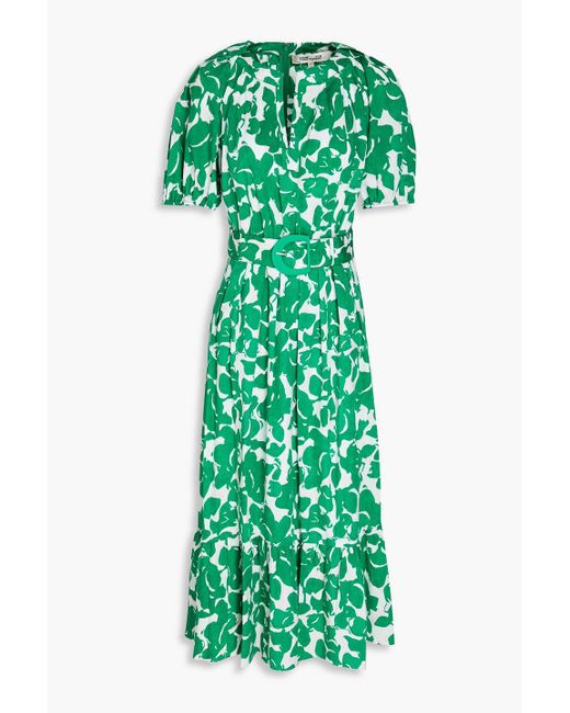 Diane von Furstenberg Green Lindy midikleid aus popeline aus stretch-baumwolle mit print
