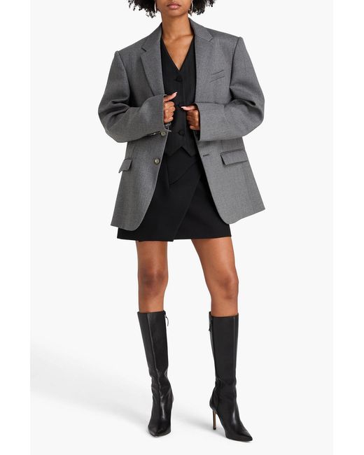 Wardrobe NYC Gray Oversized Wool-Flannel Blazer
