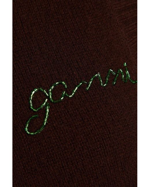 Ganni Brown Bead-embellished Wool And Cashmere-blend Vest