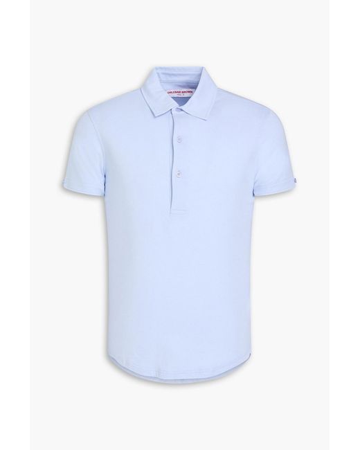 Orlebar Brown Blue Sebastian Cotton And Silk-Blend Jersey Polo Shirt for men
