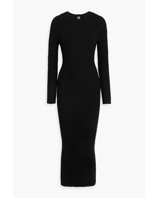 Totême  Black Midikleid aus bouclé-strick aus einer gerippten wollmischung