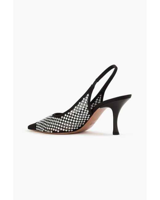 Malone Souliers Black Vesper 70 slingback-pumps aus mesh mit kristallverzierung
