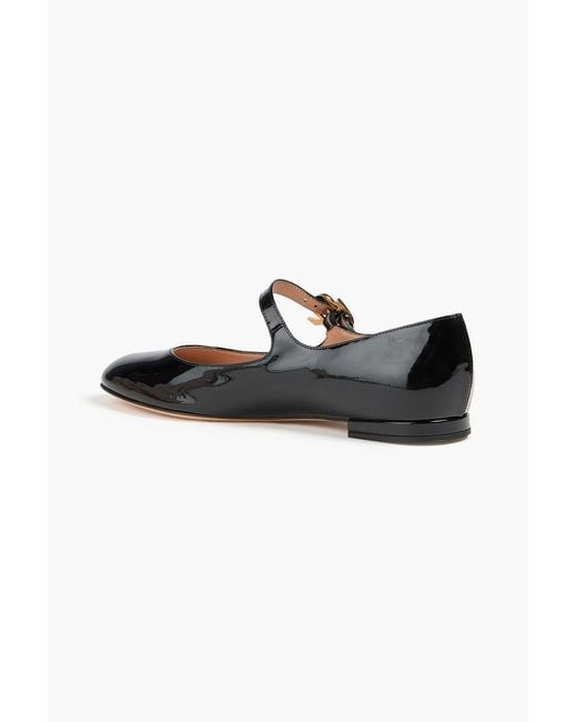 Gianvito Rossi Black Mary Ribbon Patent-Leather Mary Jane Flats