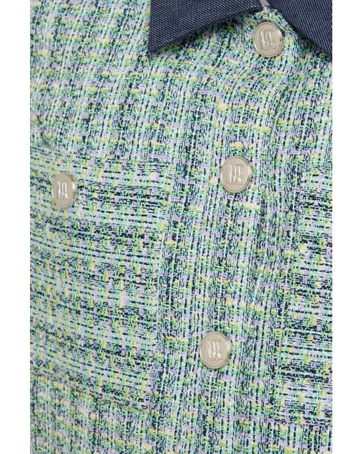 Maje Blue Cropped Metallic Tweed Jacket
