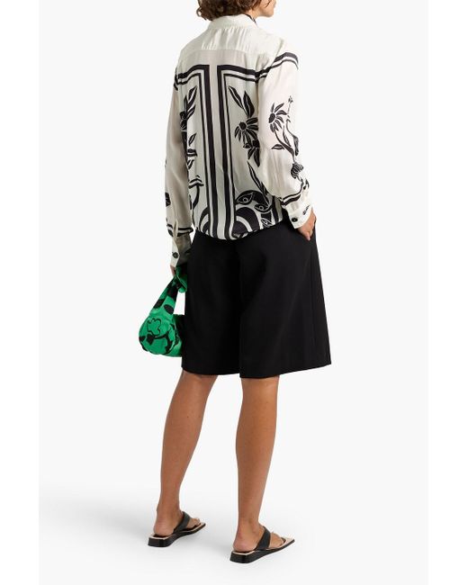 Farm Rio White Printed Crepe De Chine Shirt