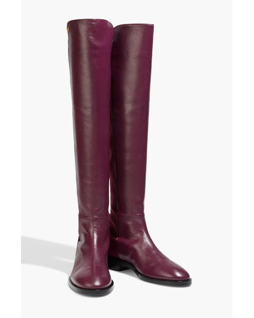 Stuart Weitzman Red Keelan Leather And Neoprene Over-the-knee Boots