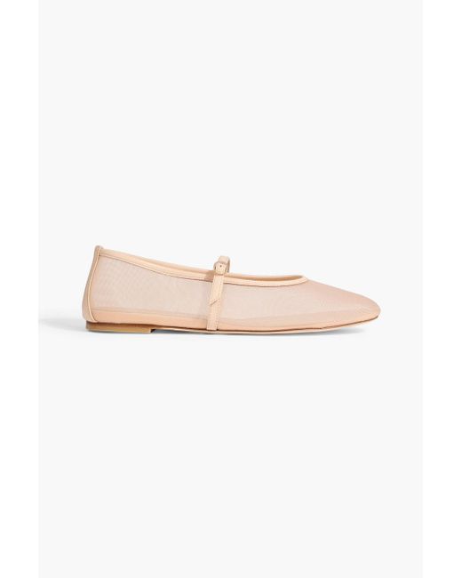 Stuart Weitzman Pink Mary-jane-ballerinas aus mesh mit lederbesatz
