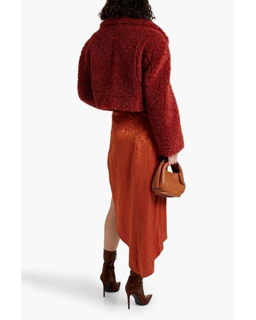 Ronny Kobo Red Helena Cropped Faux Shearling Jacket