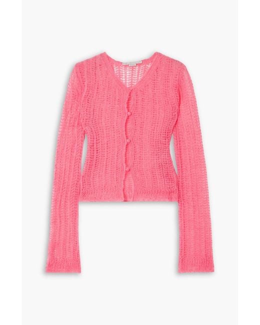Stella McCartney Pink Open-knit Alpaca-blend Cardigan
