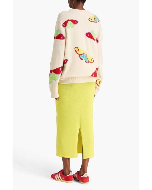 The Elder Statesman Pink Intarsia Cashmere Sweater